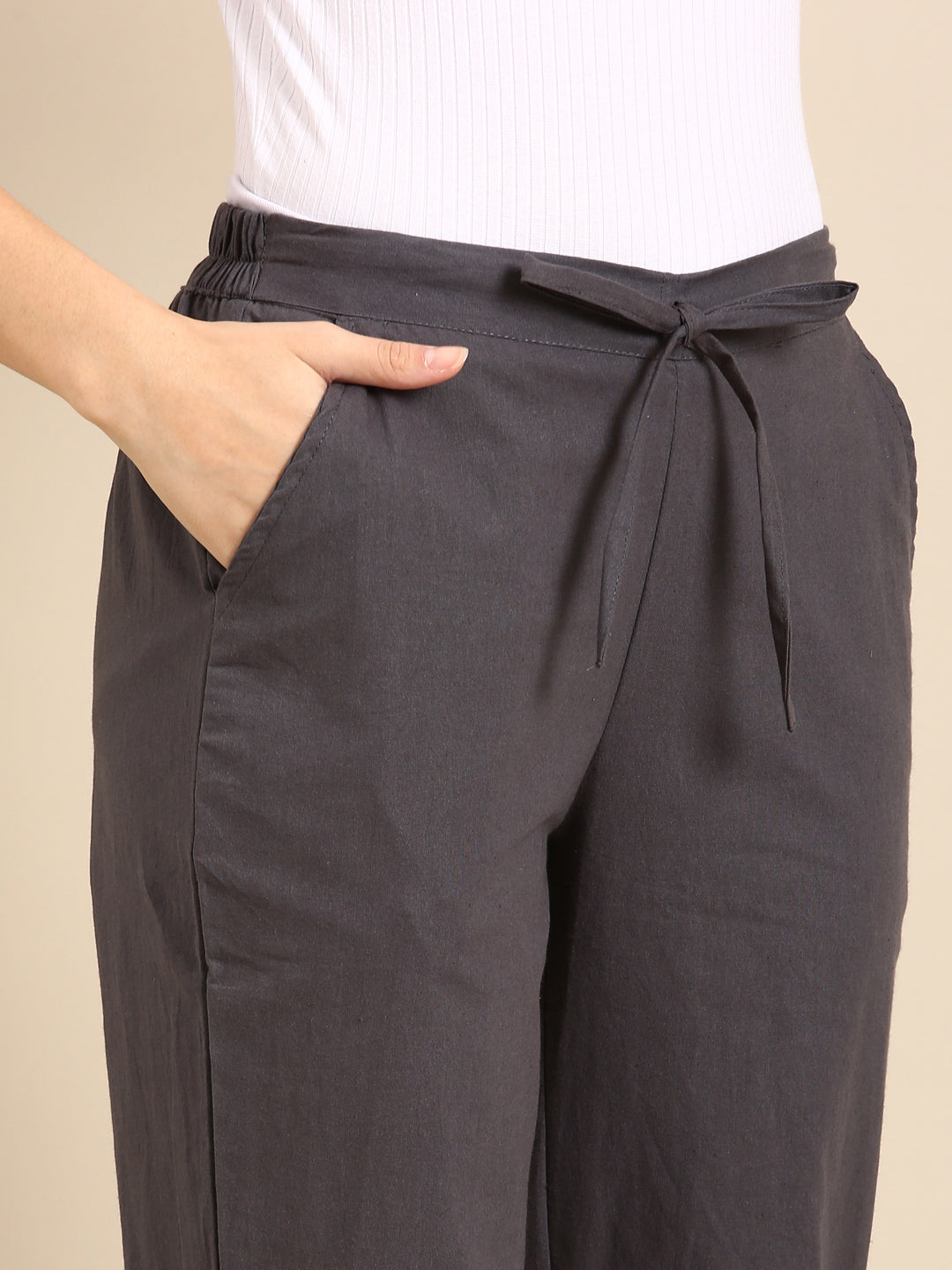 Dark Grey Side Chikan Pants