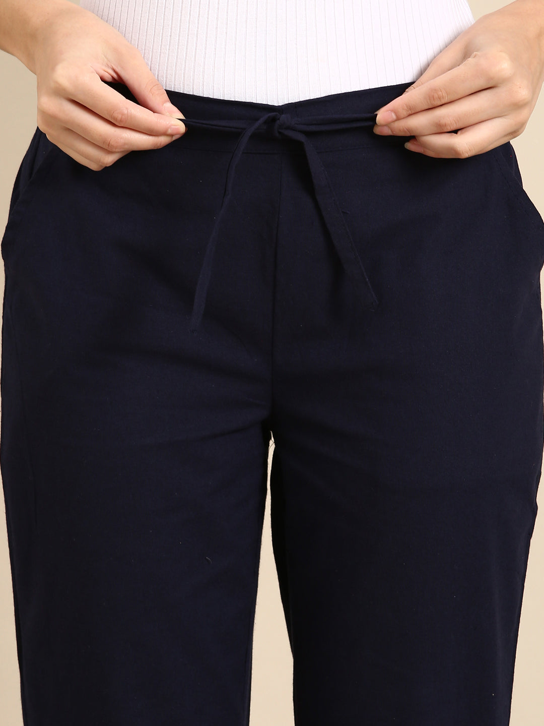Navy Blue Side Chikan Pants