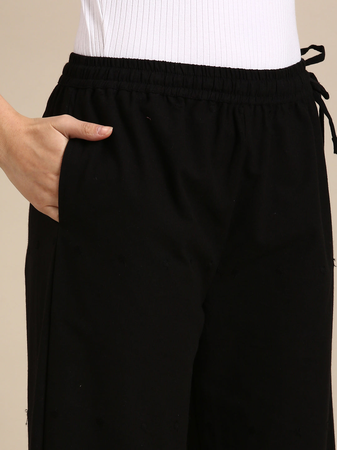 Black Cotton Chikankari Parallel