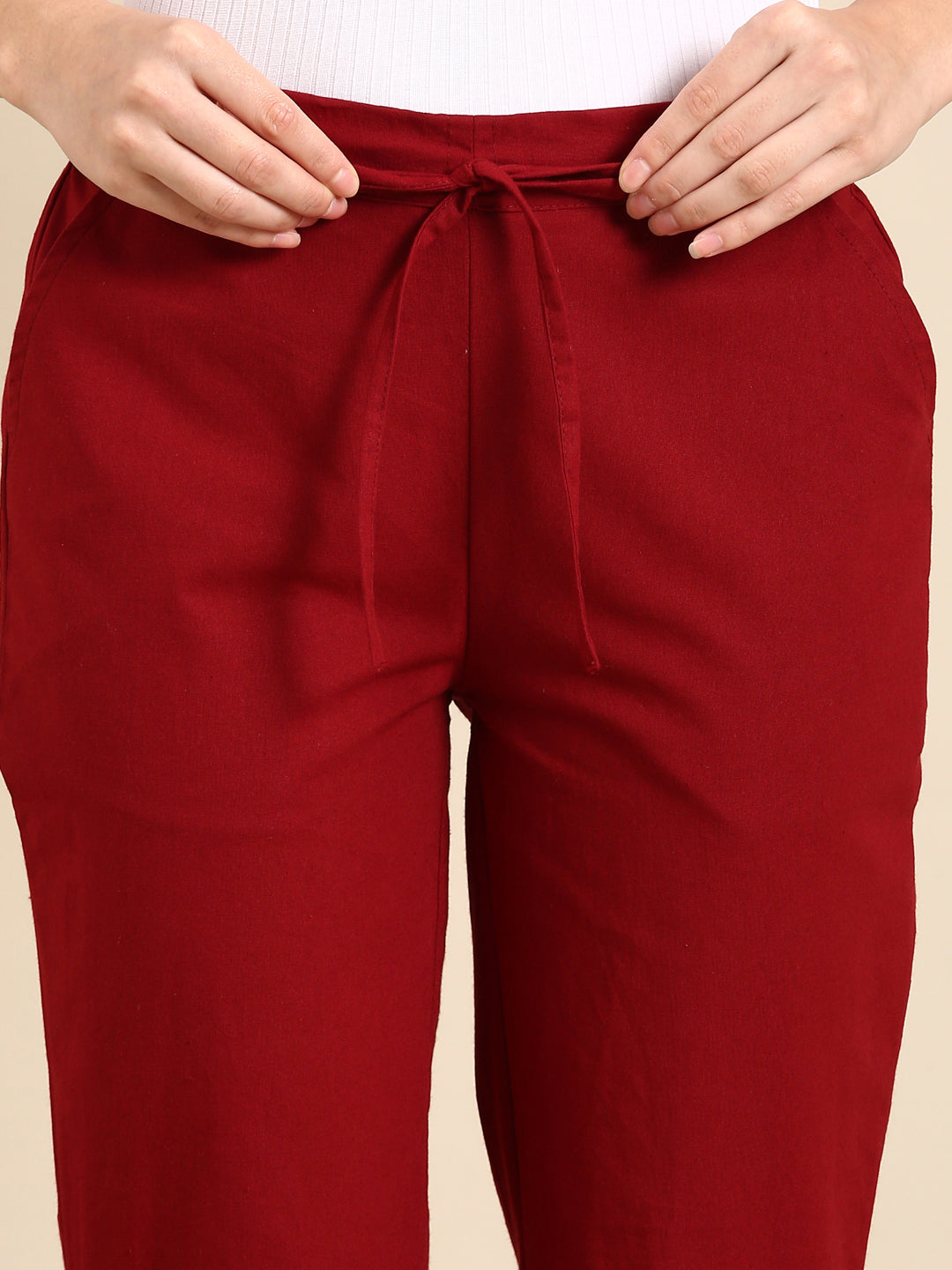 Maroon Side Chikan Pants