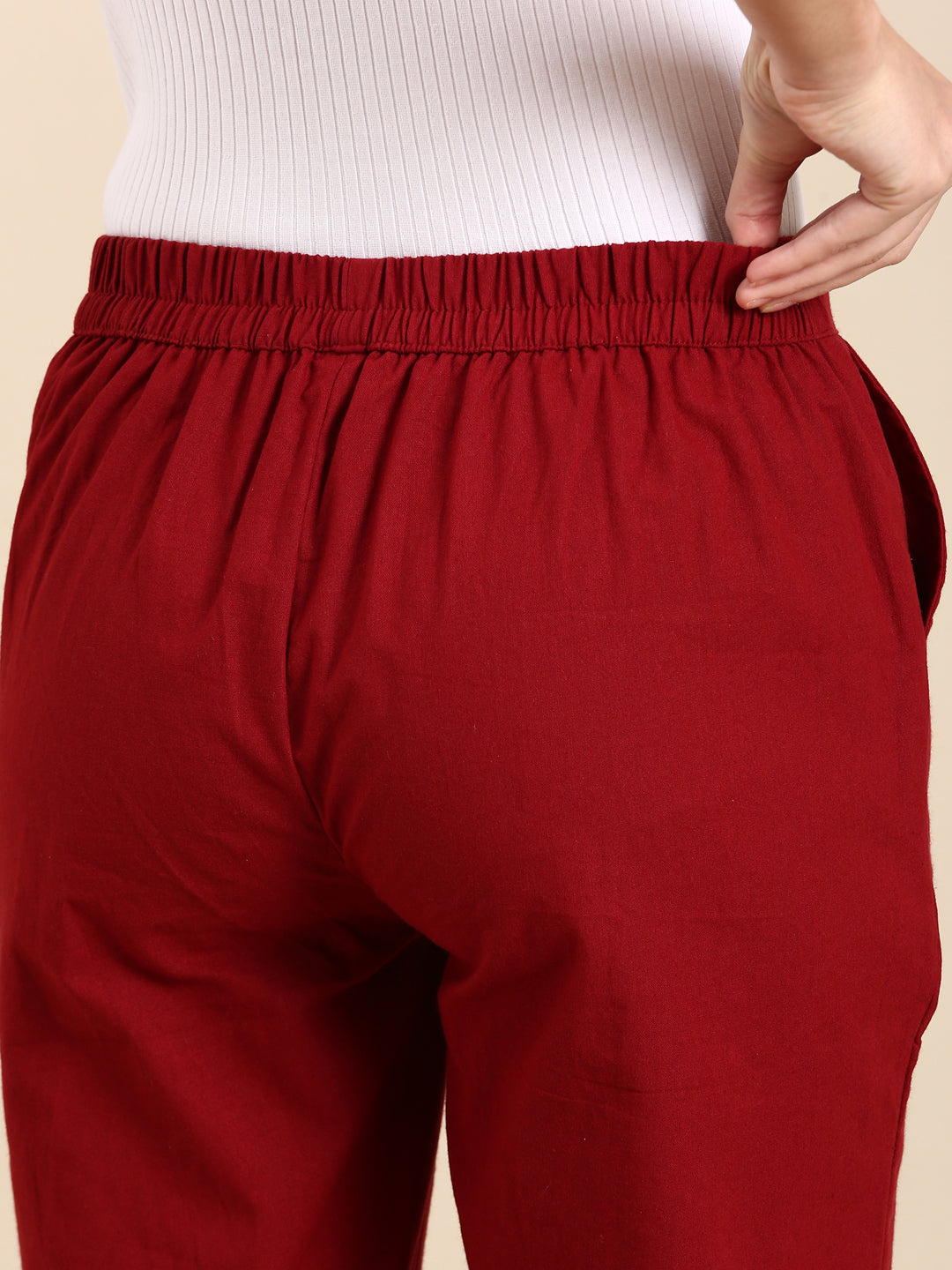 Maroon Side Chikan Pants