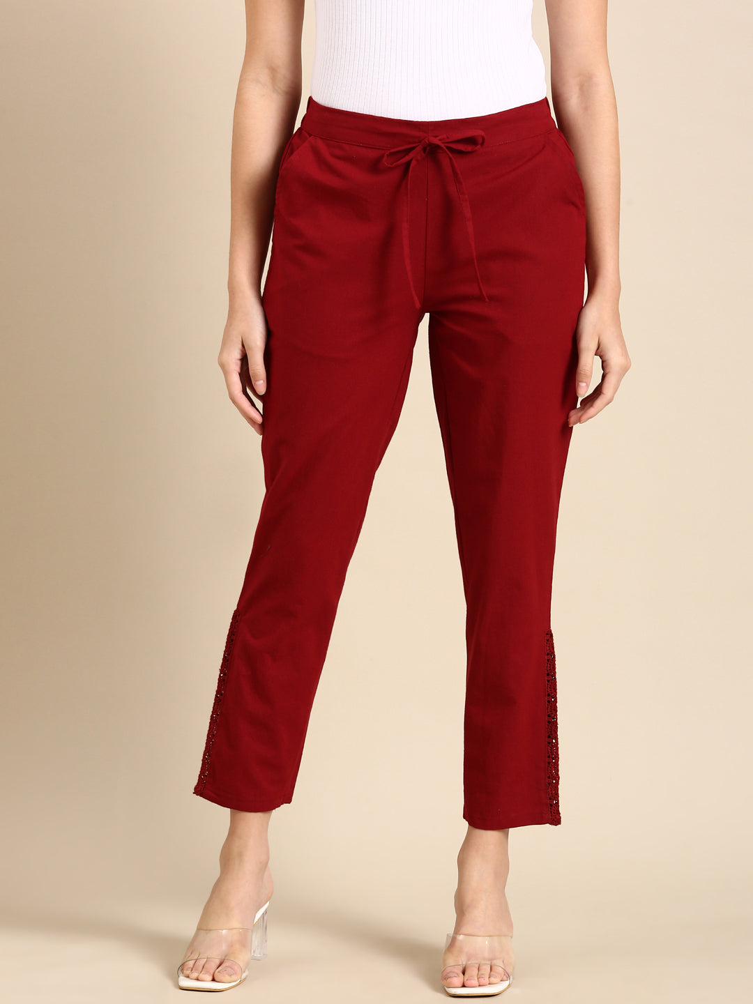 Maroon Side Chikan Pants