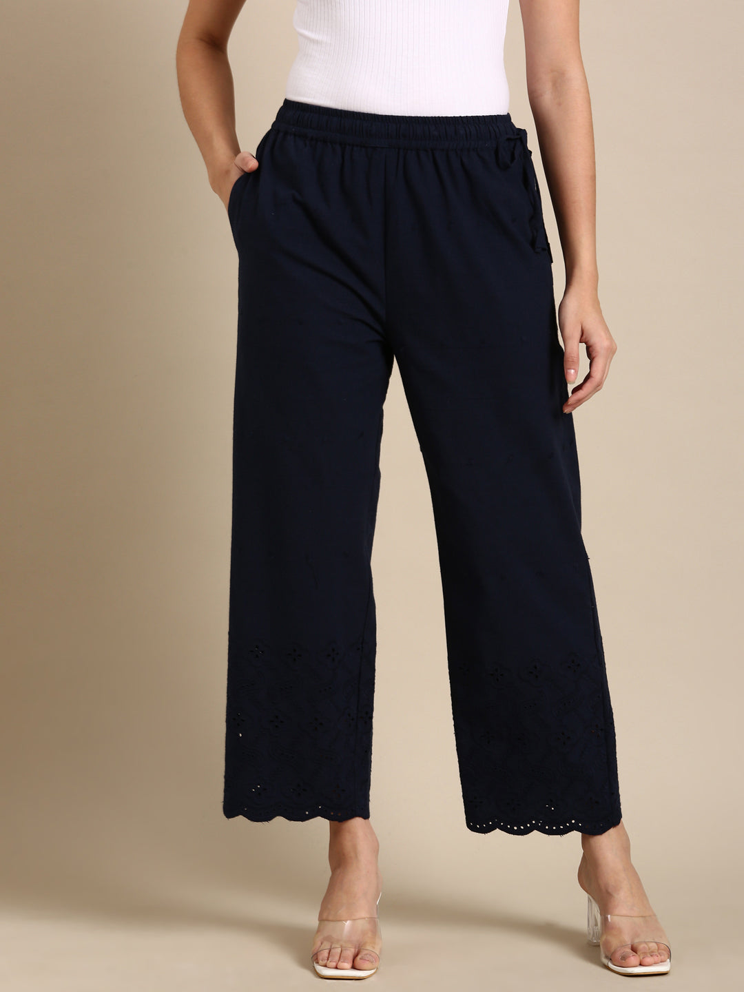 Navy Blue Chikankari Parallel