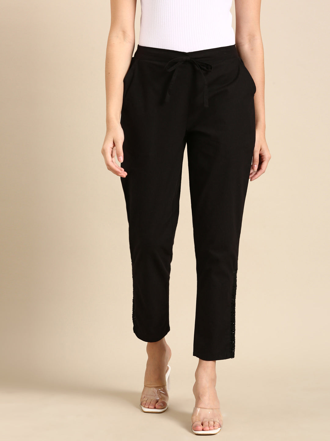 Black Side Chikan Pants