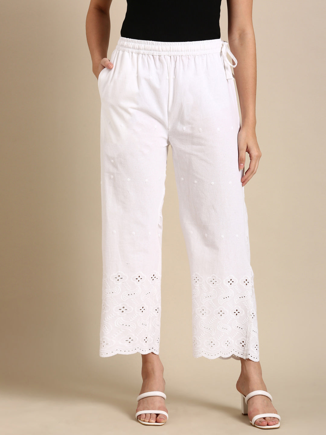 White Chikankari Parallel