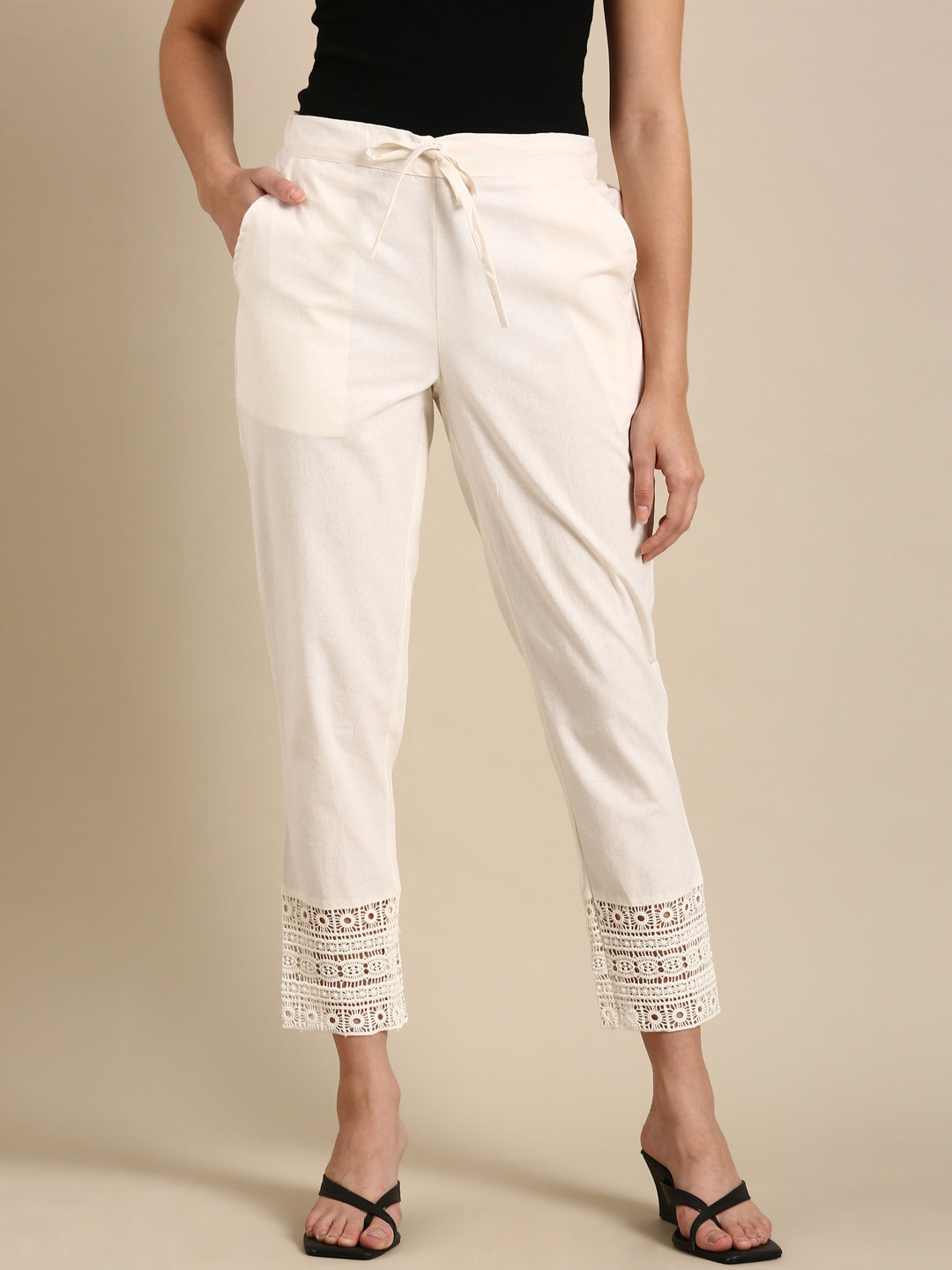 Off White Crochet Pants