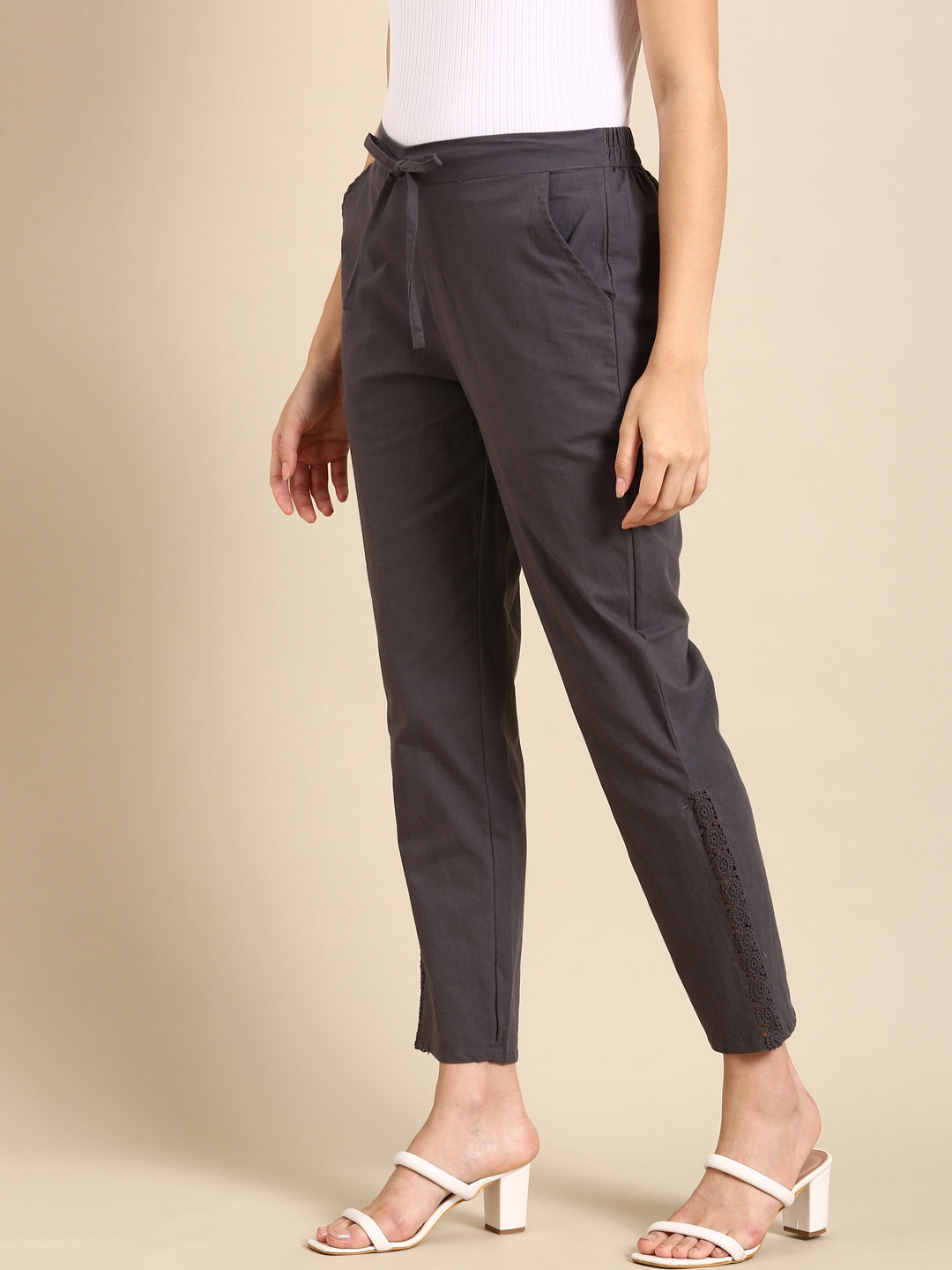 Dark Grey Side Chikan Pants