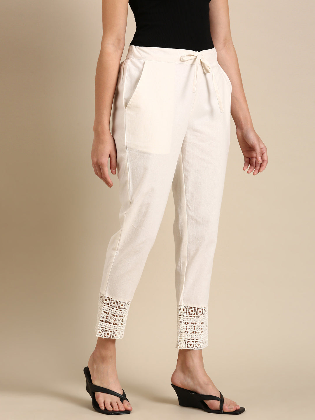 Off White Crochet Pants