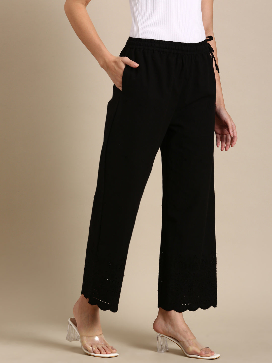 Black Cotton Chikankari Parallel