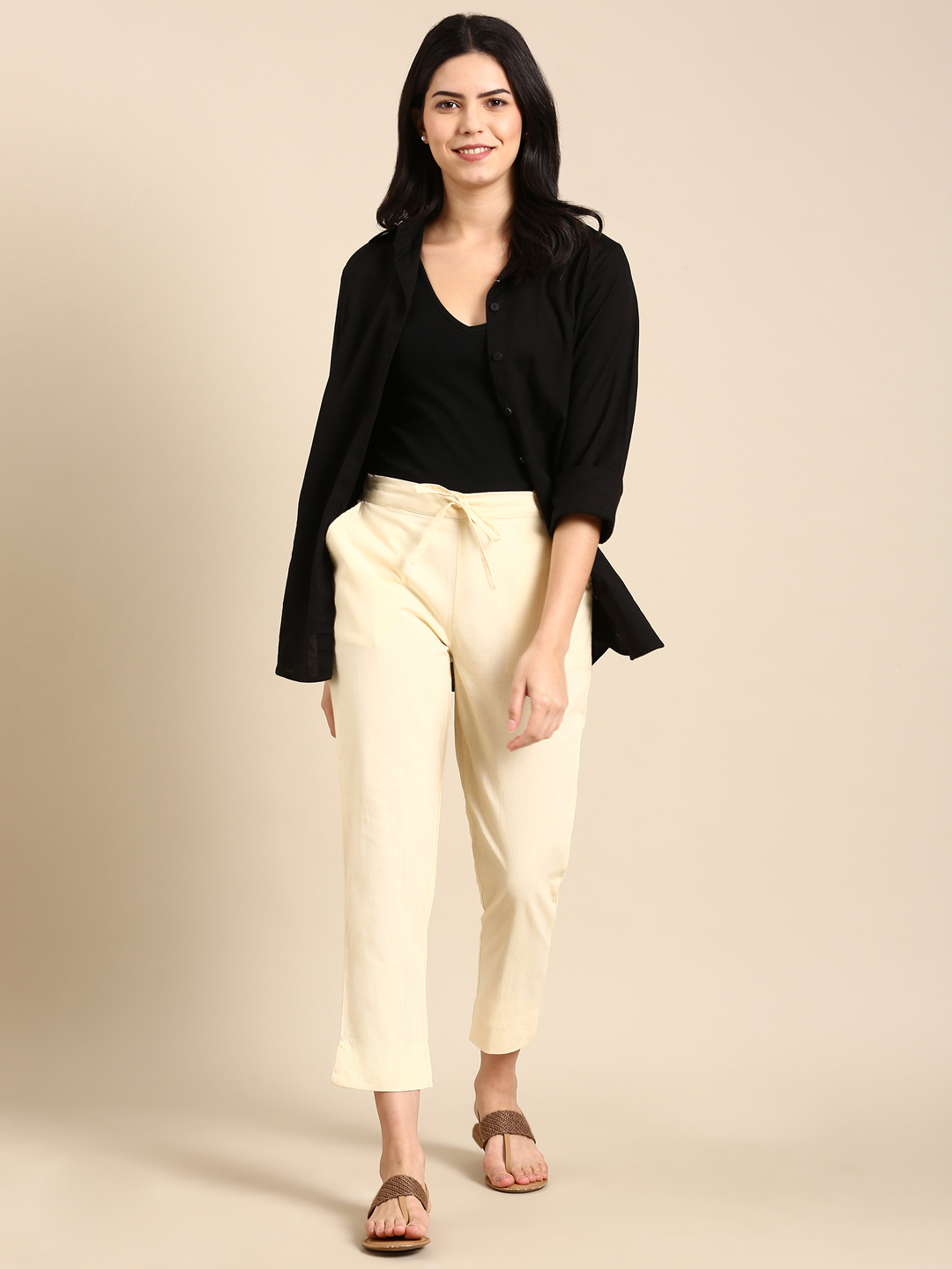 Cream Classic Pants