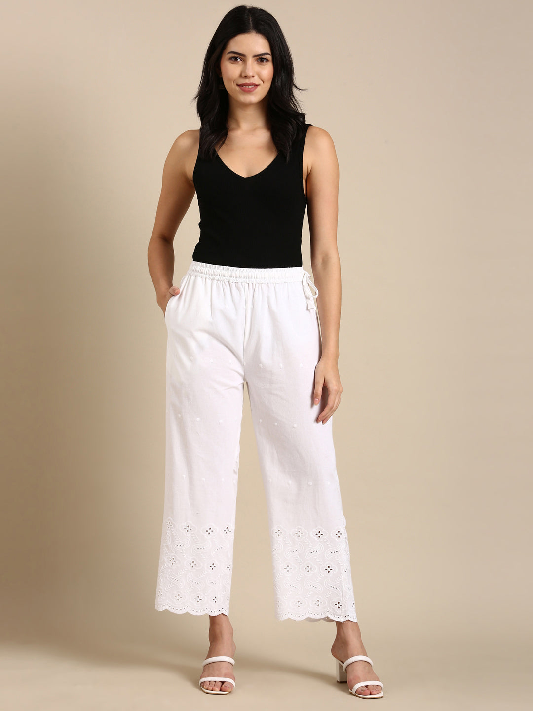 White Chikankari Parallel