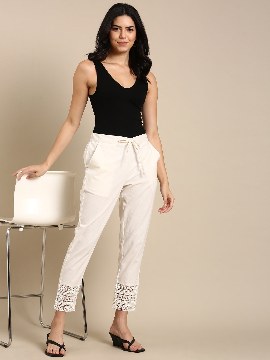 Off White Crochet Pants