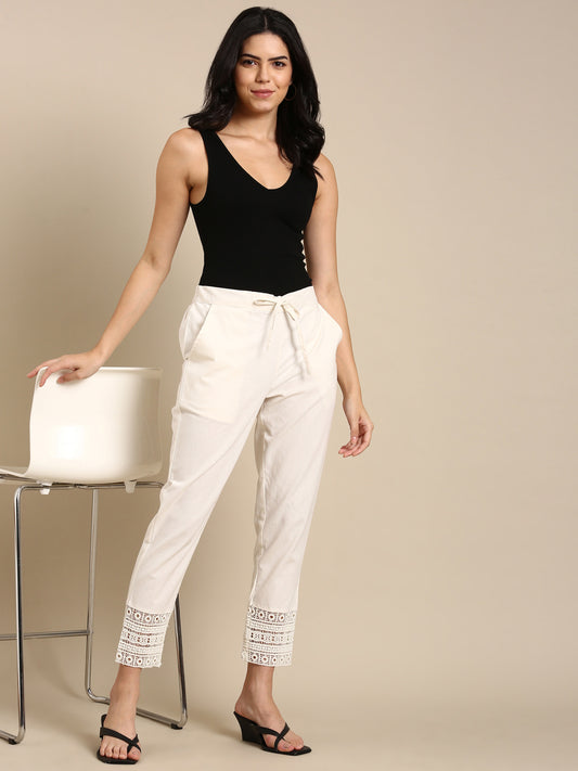 Off White Crochet Pants