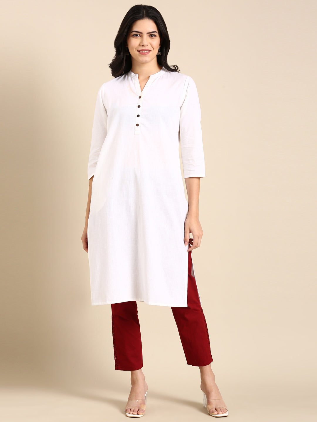 Maroon Side Chikan Pants