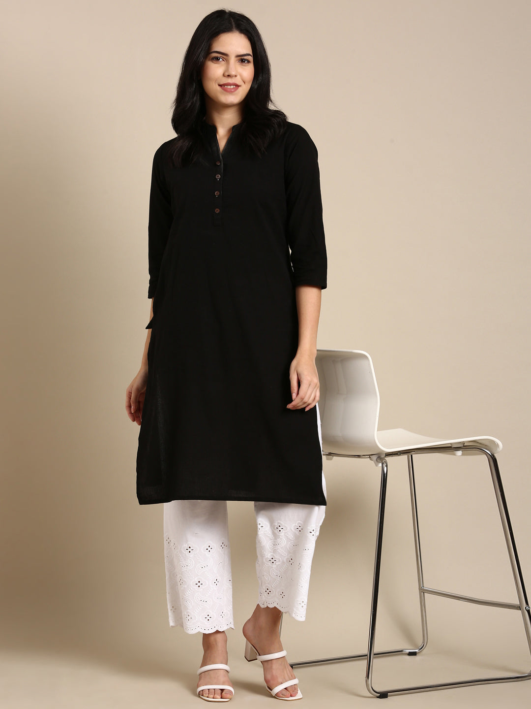 White Chikankari Parallel