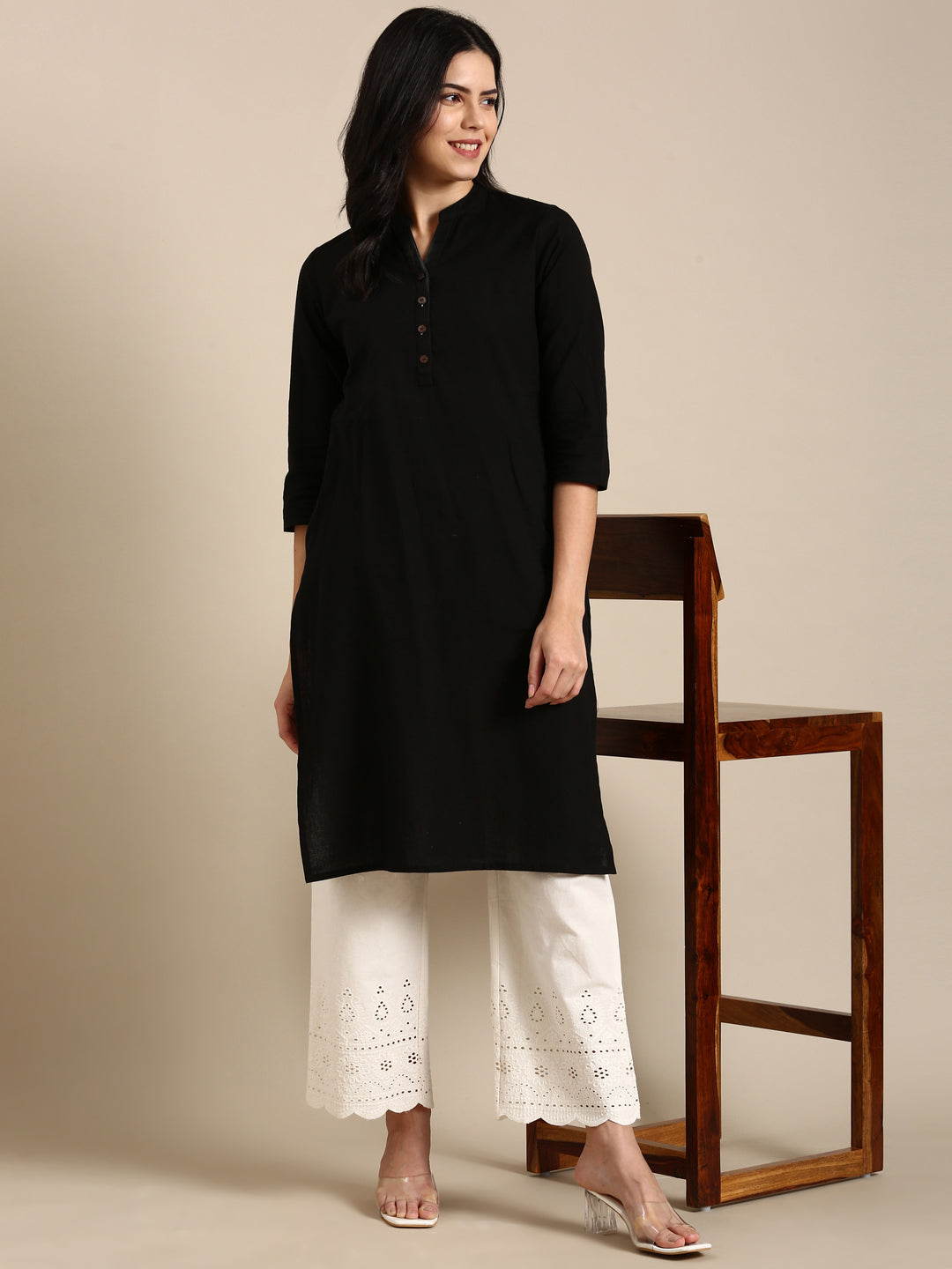 Off White Chikankari Parallel