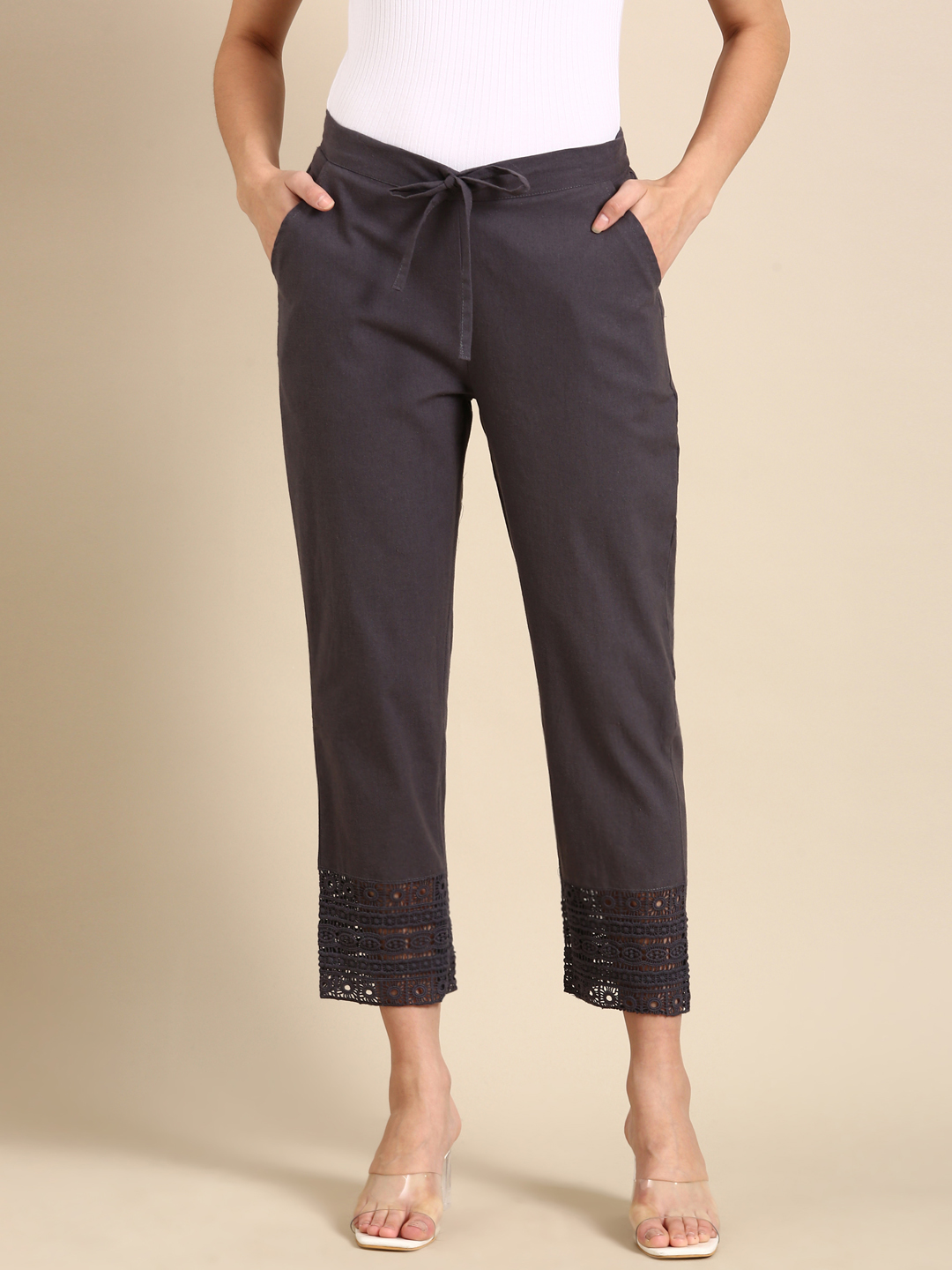 Grey Crochet Pants