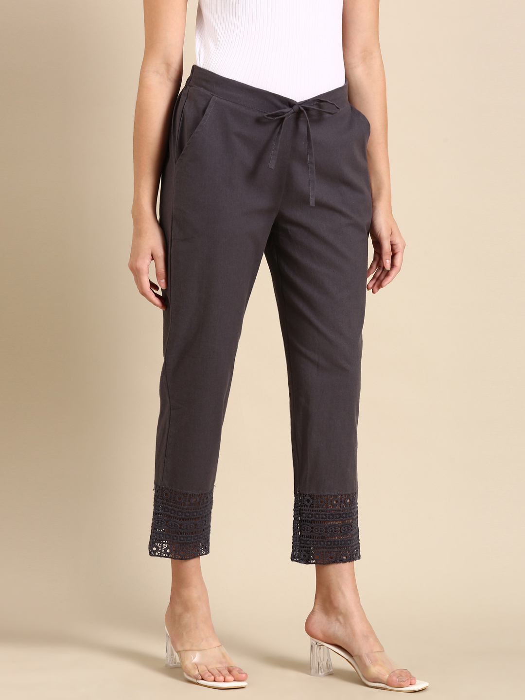 Grey Crochet Pants